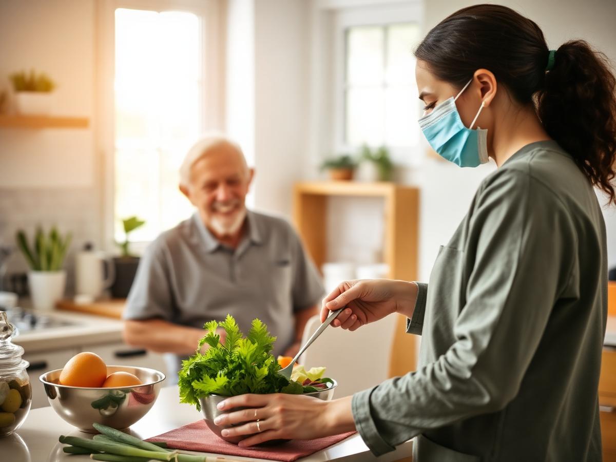 Caregiver preparing a healthy meal